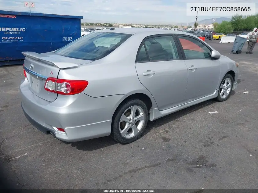 2012 TOYOTA COROLLA VIN 2T1BU4EE7CC858665 — фото 4