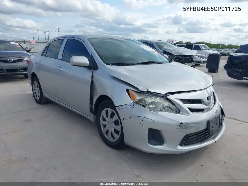 TOYOTA COROLLA 2012, VIN 5YFBU4EE5CP011725