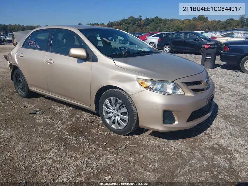 TOYOTA COROLLA 2012, VIN 2T1BU4EE1CC844017