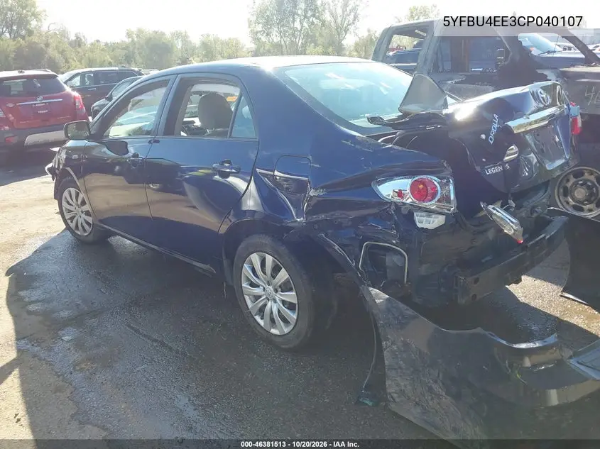 2012 TOYOTA COROLLA VIN 5YFBU4EE3CP040107 — фото 3