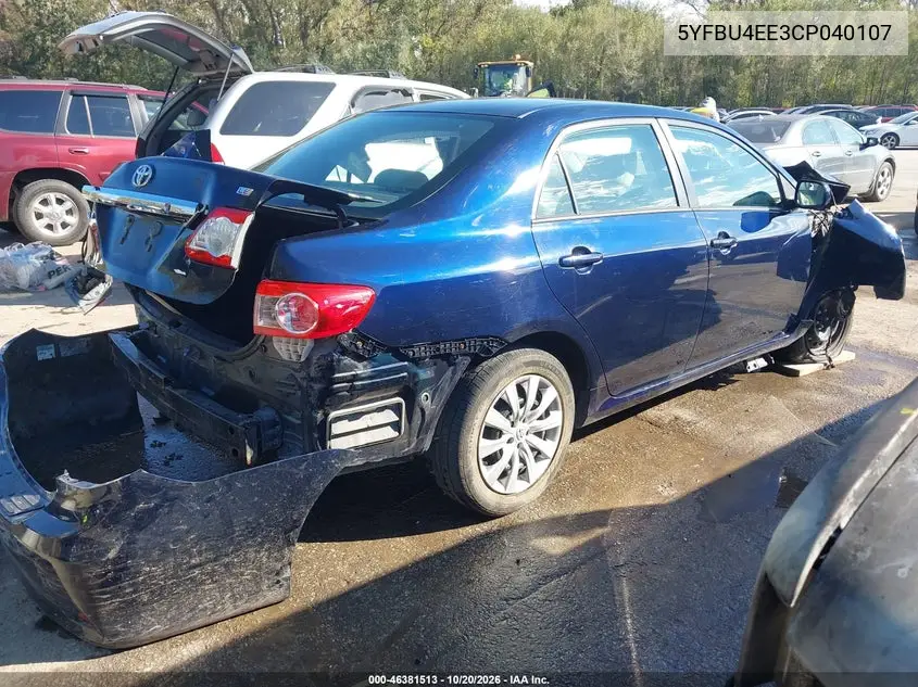 2012 TOYOTA COROLLA VIN 5YFBU4EE3CP040107 — фото 4