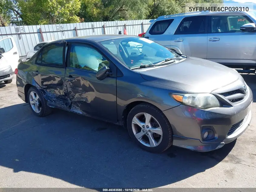 TOYOTA COROLLA 2012, VIN 5YFBU4EE6CP039310