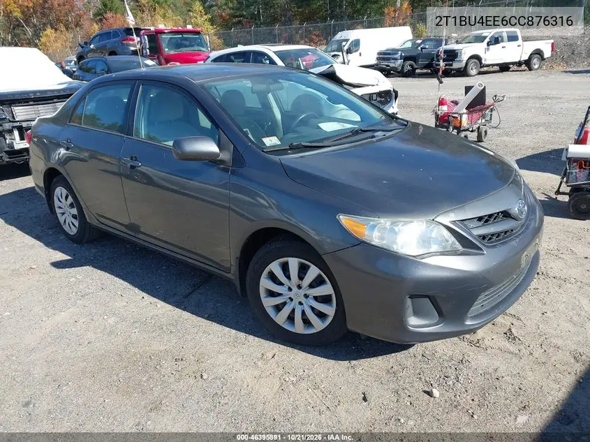 TOYOTA COROLLA 2012, VIN 2T1BU4EE6CC876316