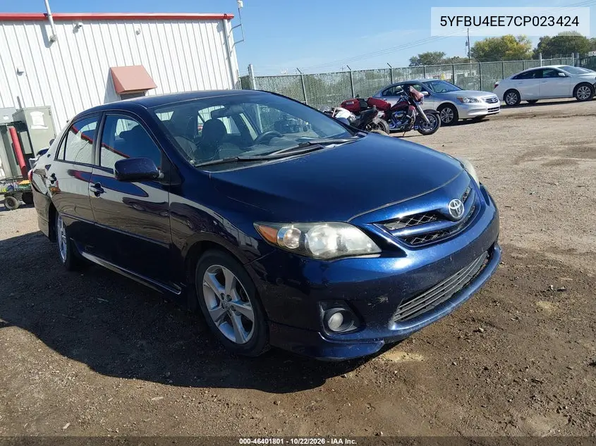TOYOTA COROLLA 2012, VIN 5YFBU4EE7CP023424
