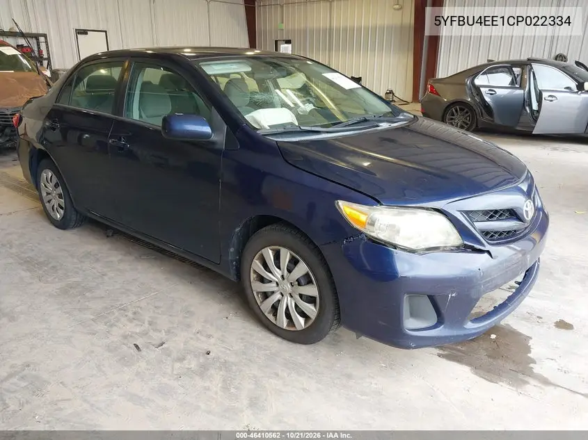 TOYOTA COROLLA 2012, VIN 5YFBU4EE1CP022334