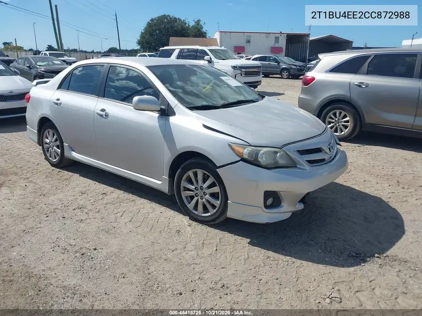 TOYOTA COROLLA 2012, VIN 2T1BU4EE2CC872988
