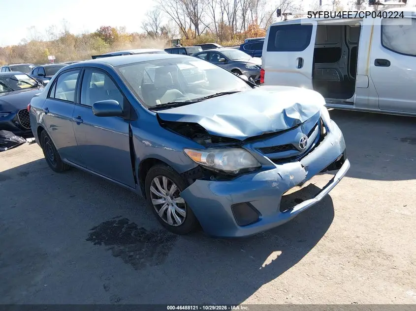 TOYOTA COROLLA 2012, VIN 5YFBU4EE7CP040224