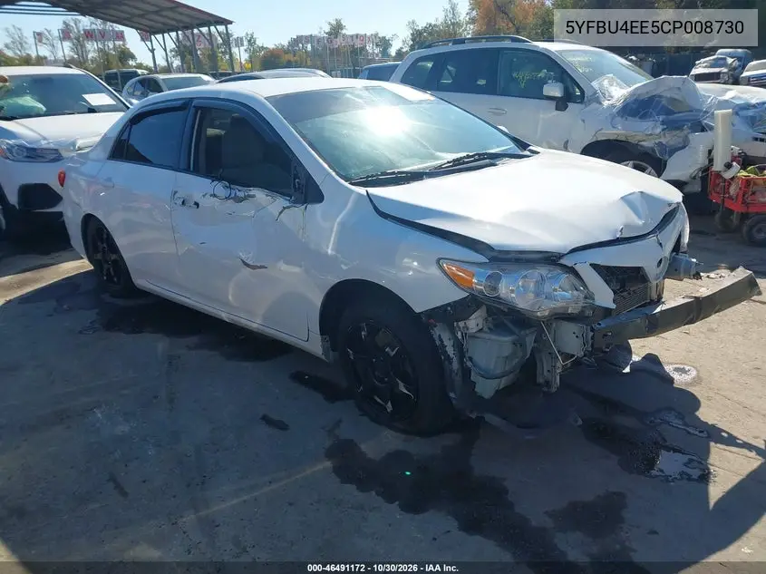 TOYOTA COROLLA 2012, VIN 5YFBU4EE5CP008730