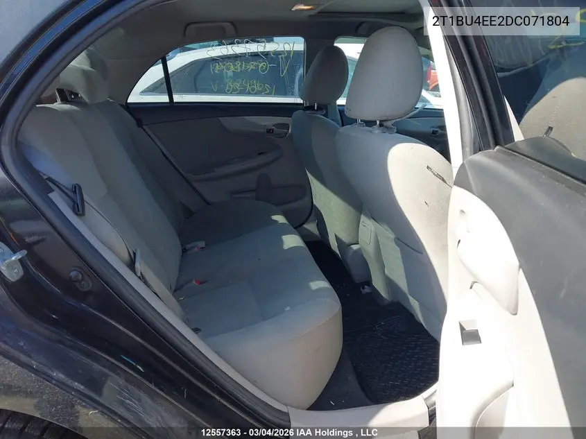 2013 TOYOTA COROLLA VIN 2T1BU4EE2DC071804 — фото 8