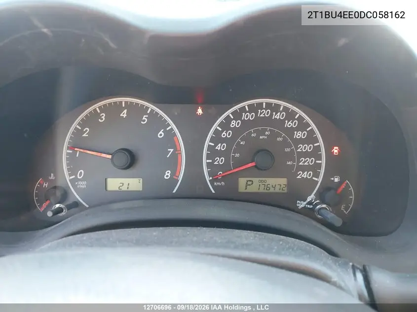 2013 TOYOTA COROLLA VIN 2T1BU4EE0DC058162 — фото 7