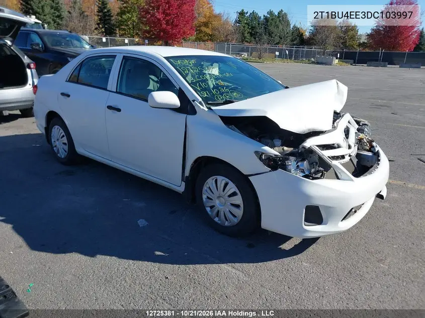 TOYOTA COROLLA 2013, VIN 2T1BU4EE3DC103997
