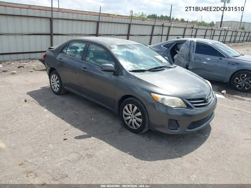 TOYOTA COROLLA 2013, VIN 2T1BU4EE2DC931510