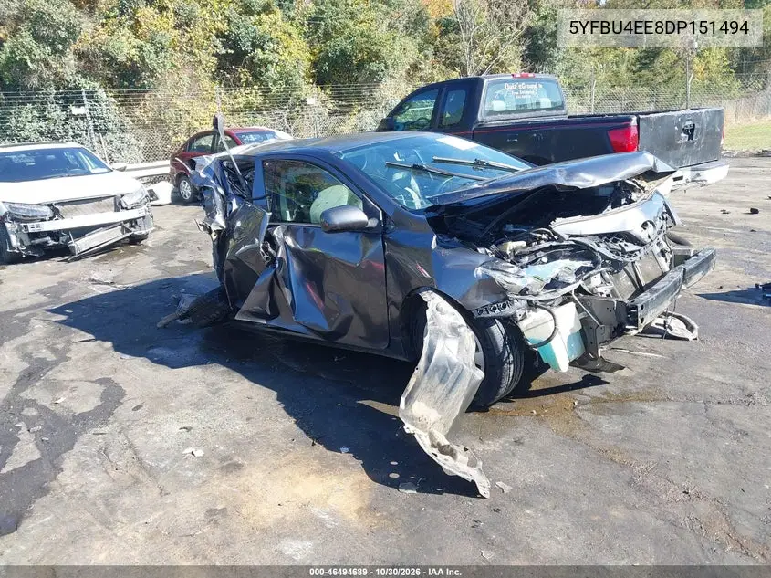 TOYOTA COROLLA 2013, VIN 5YFBU4EE8DP151494