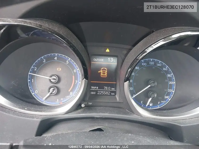 2014 TOYOTA COROLLA VIN 2T1BURHE3EC128070 — фото 7