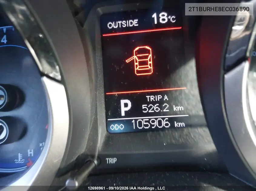 2014 TOYOTA COROLLA VIN 2T1BURHE8EC036890 — фото 15