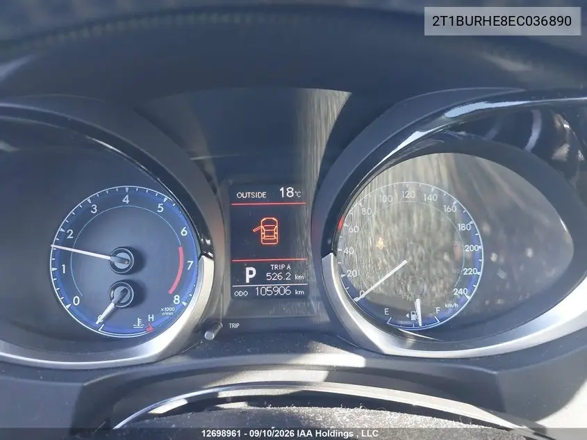 2014 TOYOTA COROLLA VIN 2T1BURHE8EC036890 — фото 7