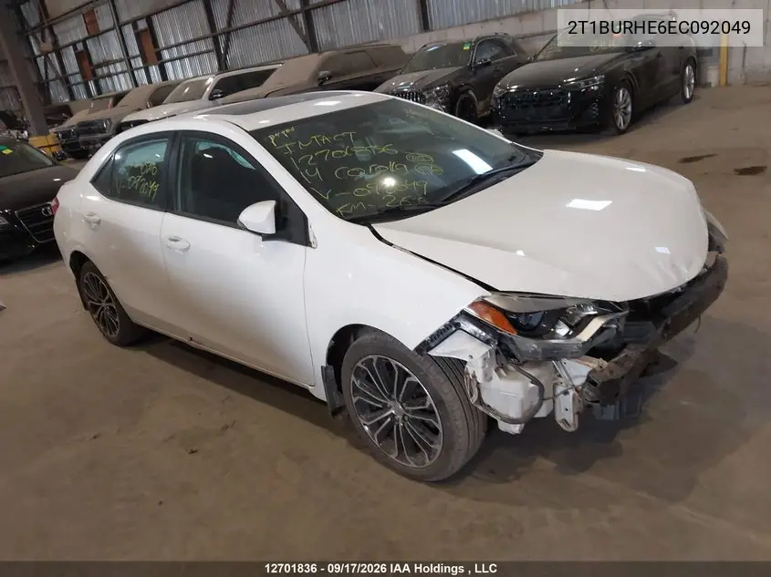 TOYOTA COROLLA 2014, VIN 2T1BURHE6EC092049