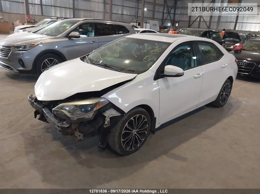 2014 TOYOTA COROLLA VIN 2T1BURHE6EC092049 — фото 2