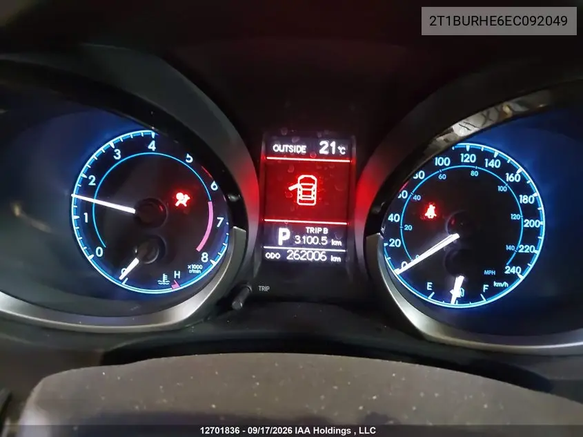 2014 TOYOTA COROLLA VIN 2T1BURHE6EC092049 — фото 7