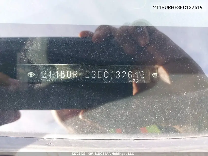 2014 TOYOTA COROLLA VIN 2T1BURHE3EC132619 — фото 18