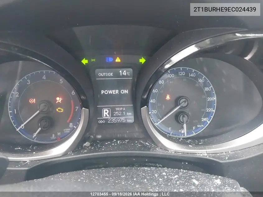 2014 TOYOTA COROLLA VIN 2T1BURHE9EC024439 — фото 7