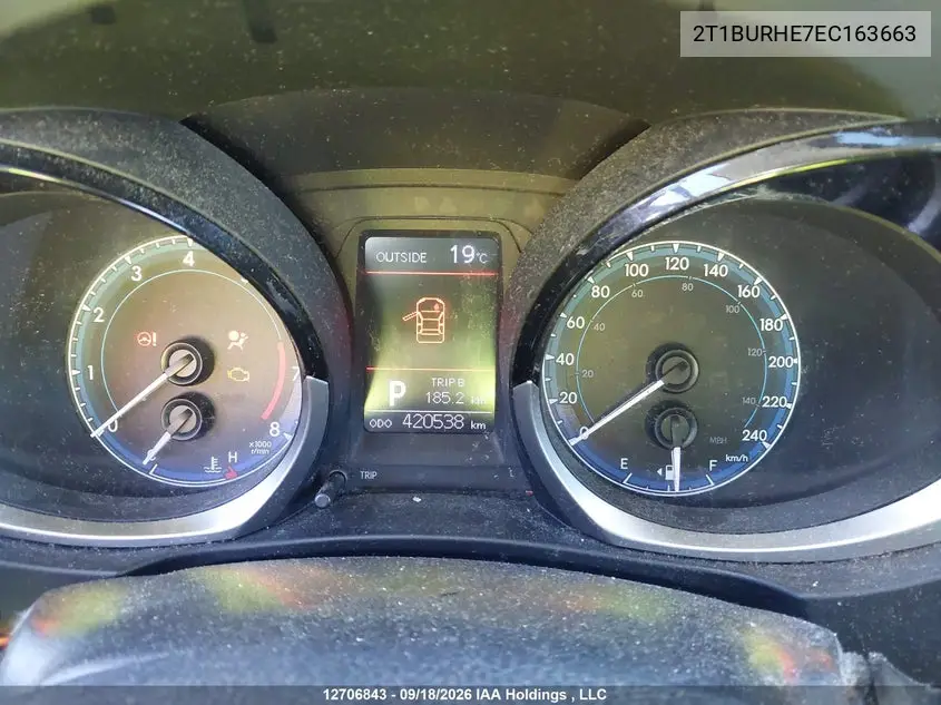 2014 TOYOTA COROLLA VIN 2T1BURHE7EC163663 — фото 7