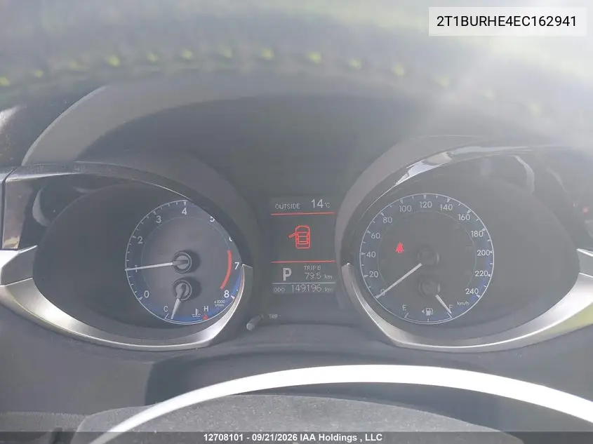 2014 TOYOTA COROLLA VIN 2T1BURHE4EC162941 — фото 7