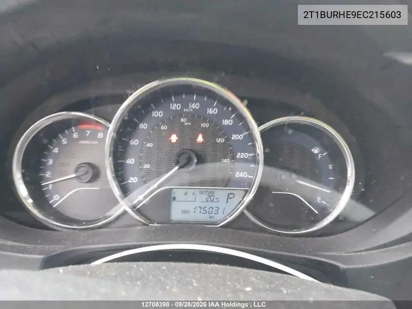 2014 TOYOTA COROLLA VIN 2T1BURHE9EC215603 — фото 7