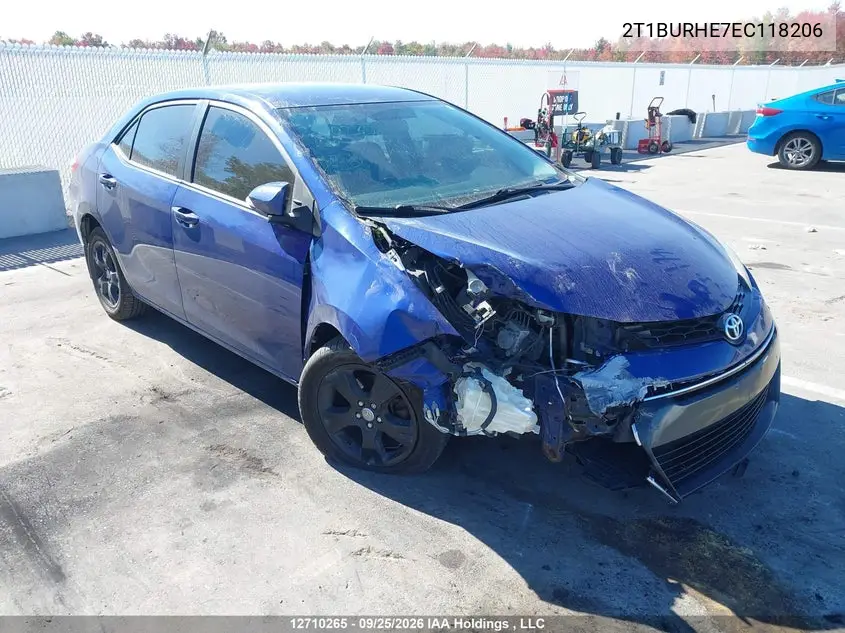 TOYOTA COROLLA 2014, VIN 2T1BURHE7EC118206