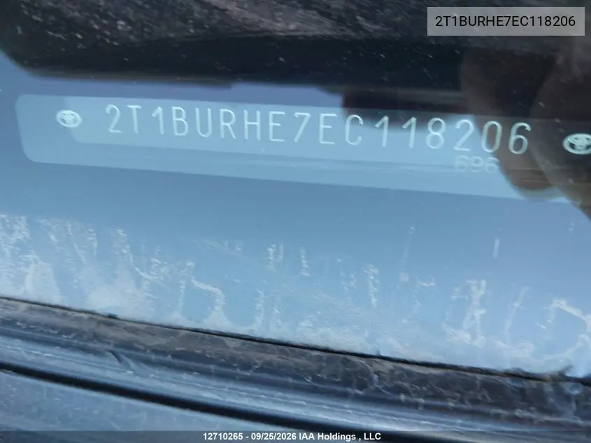 2014 TOYOTA COROLLA VIN 2T1BURHE7EC118206 — фото 18