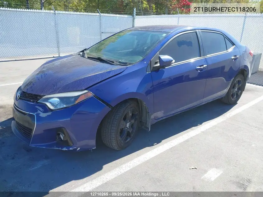 2014 TOYOTA COROLLA VIN 2T1BURHE7EC118206 — фото 2
