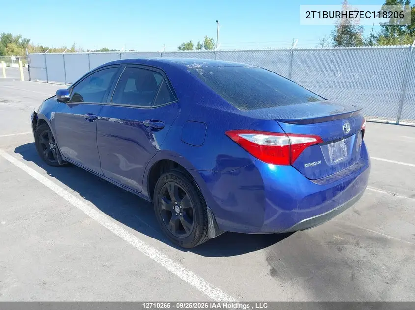 2014 TOYOTA COROLLA VIN 2T1BURHE7EC118206 — фото 3
