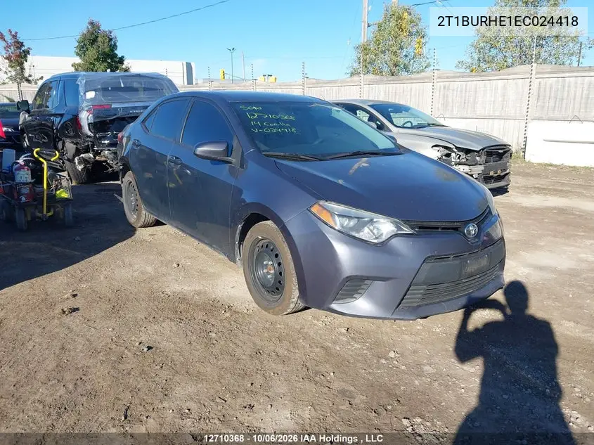 TOYOTA COROLLA 2014, VIN 2T1BURHE1EC024418