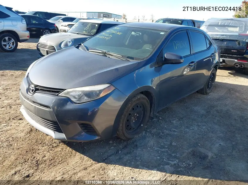 2014 TOYOTA COROLLA VIN 2T1BURHE1EC024418 — фото 2