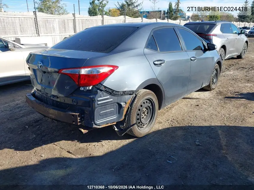 2014 TOYOTA COROLLA VIN 2T1BURHE1EC024418 — фото 4