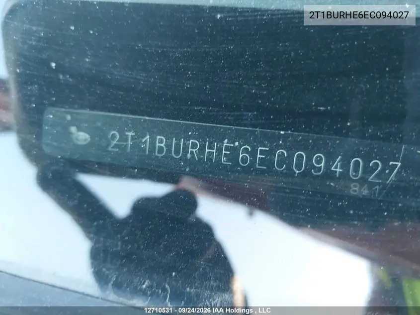 2014 TOYOTA COROLLA VIN 2T1BURHE6EC094027 — фото 19
