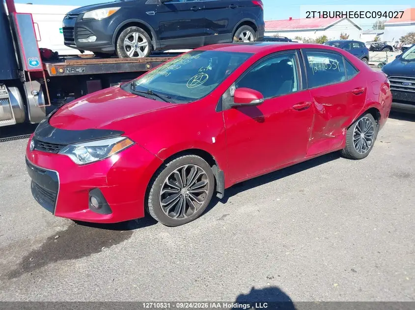 2014 TOYOTA COROLLA VIN 2T1BURHE6EC094027 — фото 2