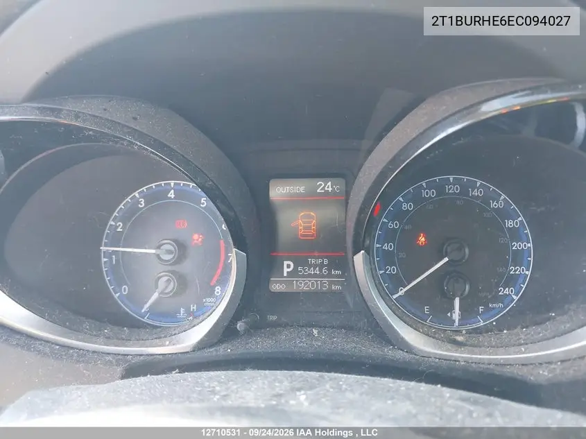 2014 TOYOTA COROLLA VIN 2T1BURHE6EC094027 — фото 7