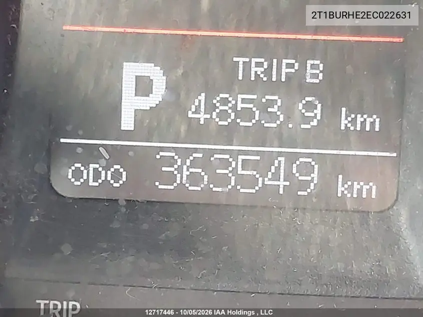 2014 TOYOTA COROLLA VIN 2T1BURHE2EC022631 — фото 15