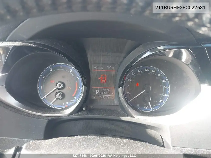 2014 TOYOTA COROLLA VIN 2T1BURHE2EC022631 — фото 7