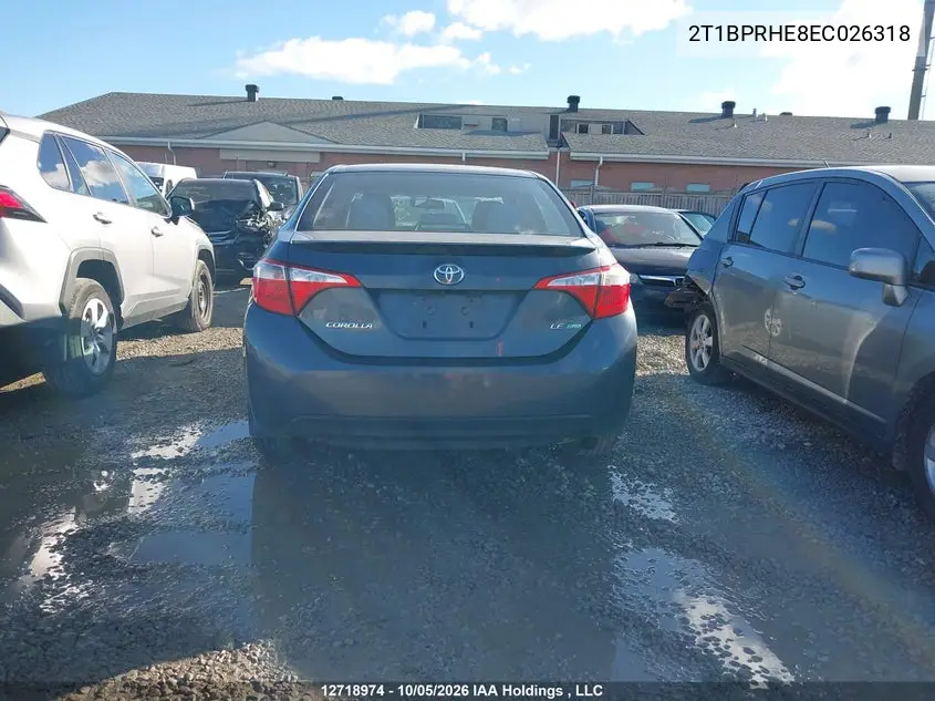 2014 TOYOTA COROLLA VIN 2T1BPRHE8EC026318 — фото 16
