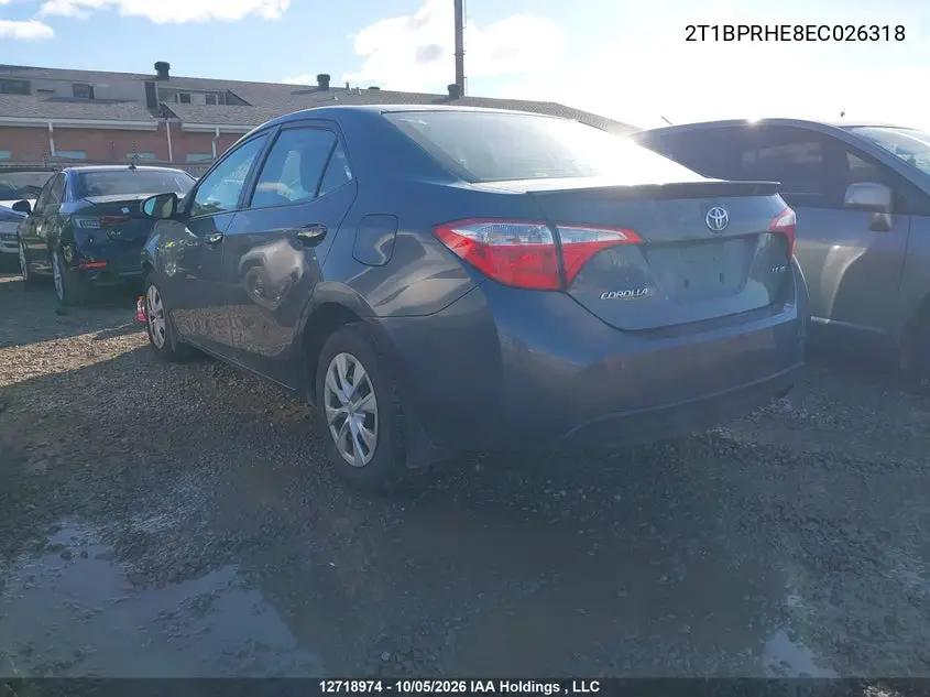 2014 TOYOTA COROLLA VIN 2T1BPRHE8EC026318 — фото 3