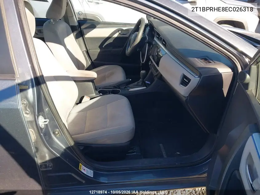 2014 TOYOTA COROLLA VIN 2T1BPRHE8EC026318 — фото 5