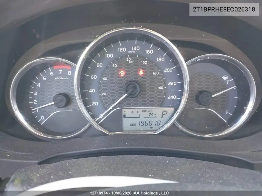 2014 TOYOTA COROLLA VIN 2T1BPRHE8EC026318 — фото 7