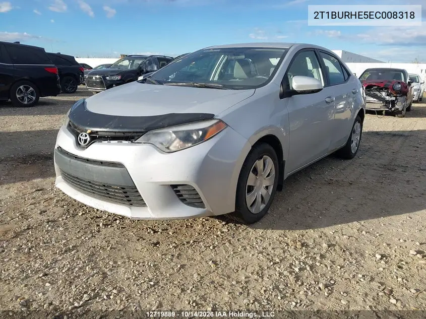 2014 TOYOTA COROLLA VIN 2T1BURHE5EC008318 — фото 2