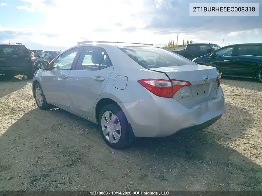 2014 TOYOTA COROLLA VIN 2T1BURHE5EC008318 — фото 3
