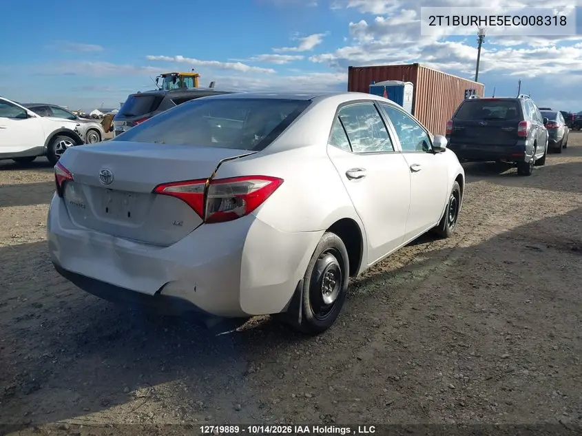 2014 TOYOTA COROLLA VIN 2T1BURHE5EC008318 — фото 4