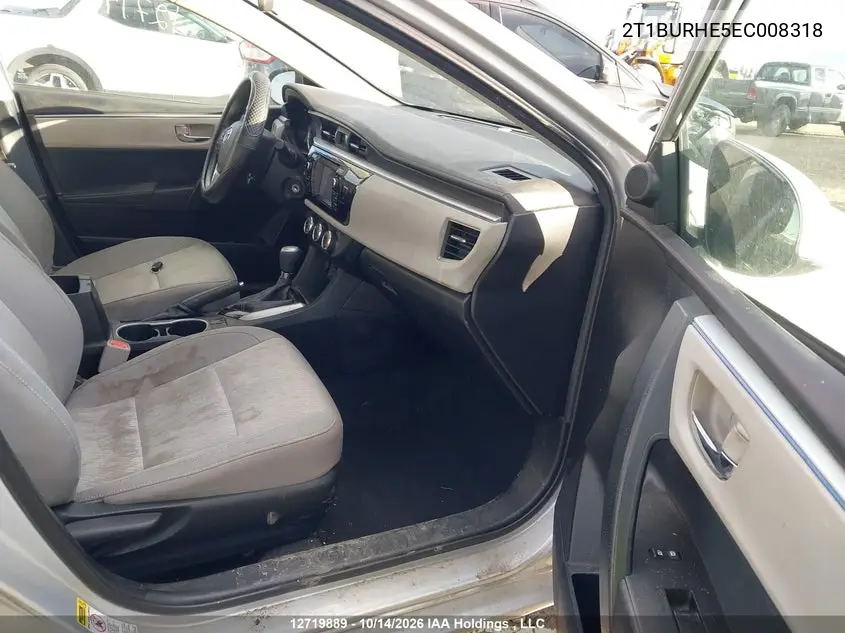 2014 TOYOTA COROLLA VIN 2T1BURHE5EC008318 — фото 5