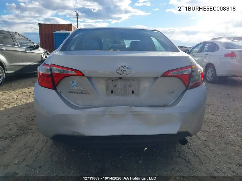 2014 TOYOTA COROLLA VIN 2T1BURHE5EC008318 — фото 6
