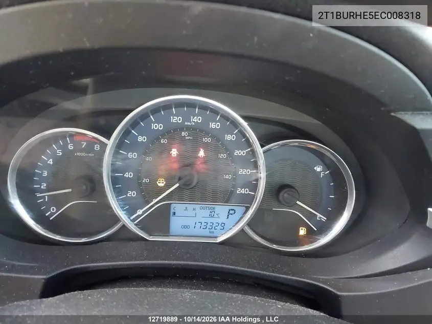 2014 TOYOTA COROLLA VIN 2T1BURHE5EC008318 — фото 7